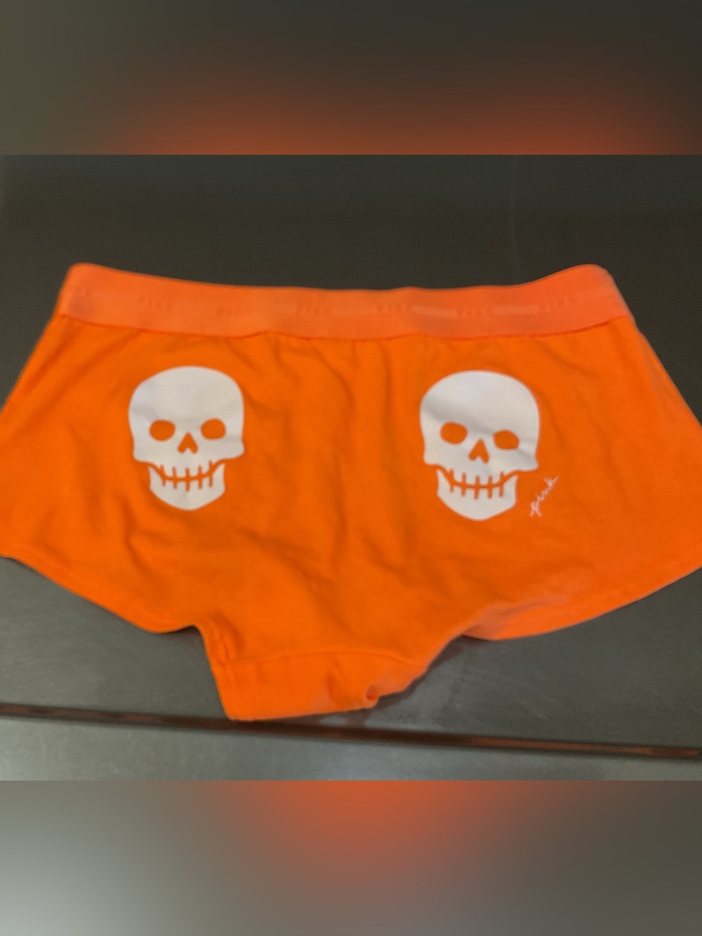 NWOT 🎃Victoria’s Secret PINK Orange skull boyshort panty size M